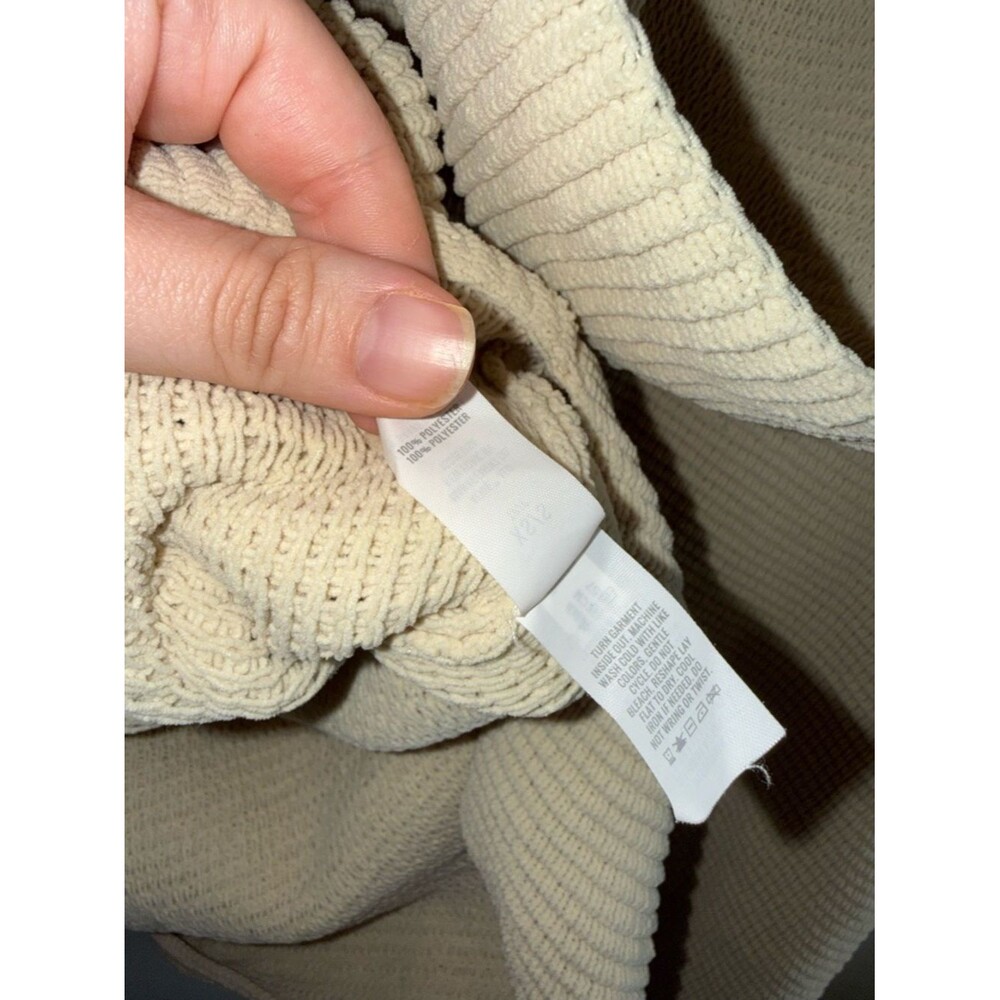 aerie Cream Waffle Knit Open-Front Cardigan with Pockets and Hood - Picture 6 of 6